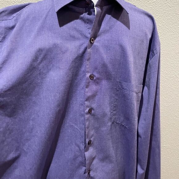 Van Heusen Regular Fit Purple Button Down Men Collar Shirt Size 171/2 34/35 - Picture 2 of 7